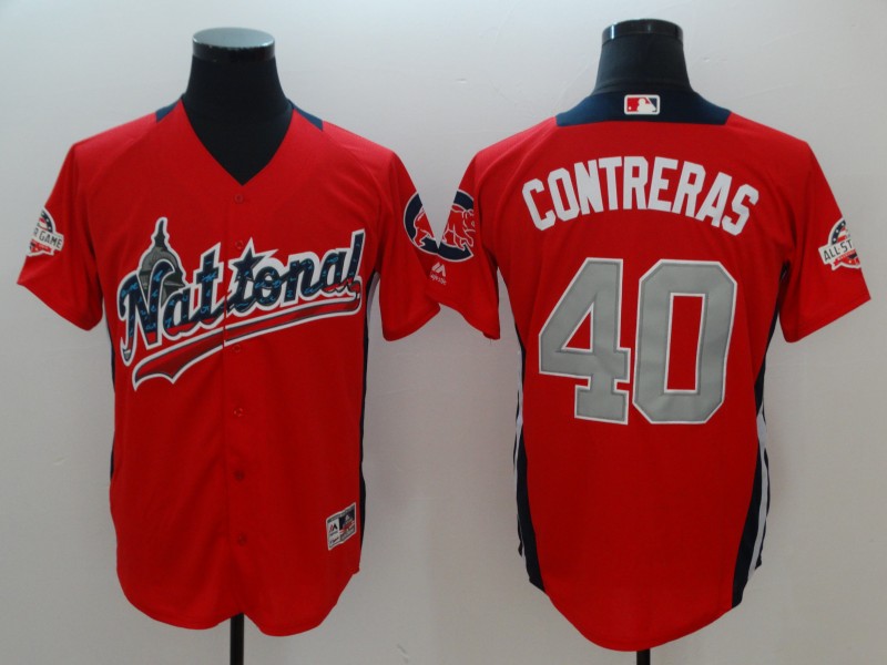 National League #40 Willson Contreras Red 2018 MLB All-Star Game Home Run Derby Player Jersey